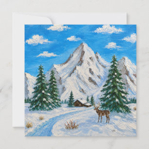 Schneebedecktes Bergtal Flachkarte Feiertagskarte