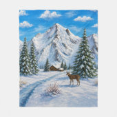 Schneebedecktes Bergtal-Kissen Fleecedecke (Vorderseite)