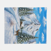 Schneebedecktes Bergtal-Kissen Fleecedecke (Vorderseite (Horizontal))