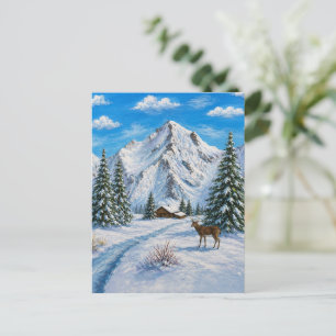 Schneebedecktes Bergtal-Postkarte Postkarte