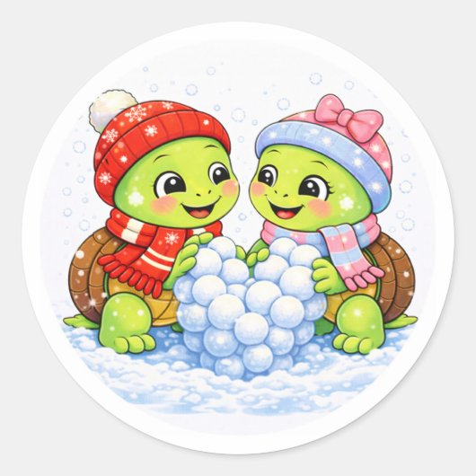 Schneebedecktes Herz Runder Aufkleber (Vorderseite)