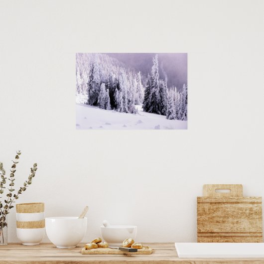Schneebedecktes Landschaftsposter Poster (Küche)