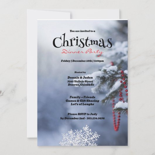 Schneebedecktes Pine Tree Weihnachtsfest Party Einladung (Vorderseite)