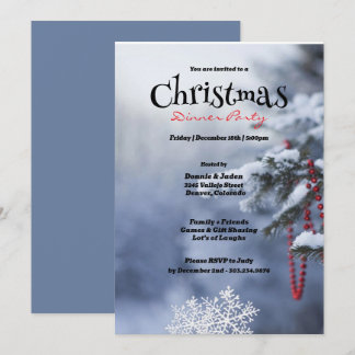 Schneebedecktes Pine Tree Weihnachtsfest Party Einladung