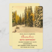 Schneebedecktes Pinienwald Foto Geburtstag Einladung (Vorne/Hinten)