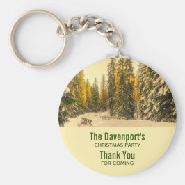Schneebedecktes Pinienwald Foto Party Dank Schlüsselanhänger