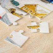 Schneebedecktes Winterdorf Kunst Puzzle (Seite)