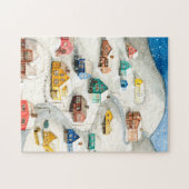 Schneebedecktes Winterdorf Kunst Puzzle (Horizontal)