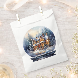Schneebedecktes Winterhaus-Schneekugel Geschenktütchen