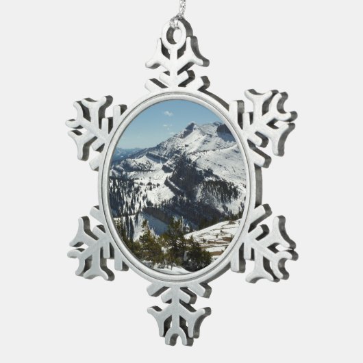 Schneebedeckungen des Grand Teton Mountains II Fot Schneeflocken Zinn-Ornament (Rechts)