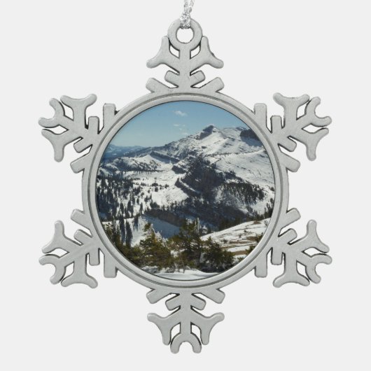 Schneebedeckungen des Grand Teton Mountains II Fot Schneeflocken Zinn-Ornament (Vorderseite)