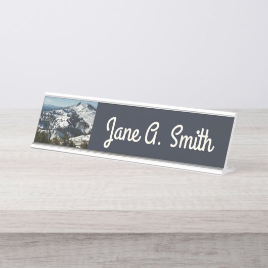 Schneebedeckungen des Grand Teton Mountains II Fot Schreibtischnamensplakette (Vorderseite )