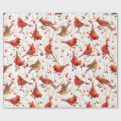 Schneebeere Kardinäle + Winterbeeren Weihnachten | Geschenkpapier (Flach)