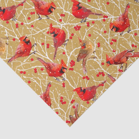 Schneebeere Kardinäle + Winterbeeren Weihnachten | Seidenpapier (Ausschnitt)