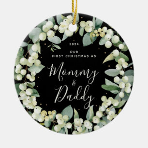 Schneebeeren erstes Weihnachten als Eltern Foto Keramik Ornament
