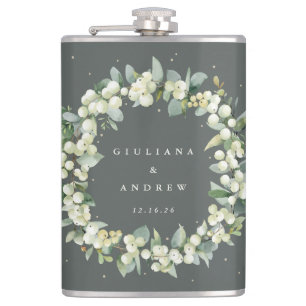 Schneebeeren- & Eukalyptus-Kranz personalisierte H Flachmann