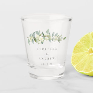 Schneebeeren & Eukalyptus Personalisierte Hochzeit Schnapsglas