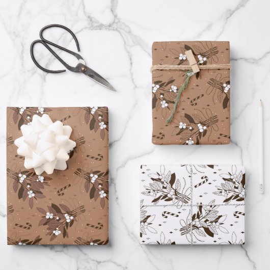 Schneebeeren Geschenkpapier Set (Vorderseite)