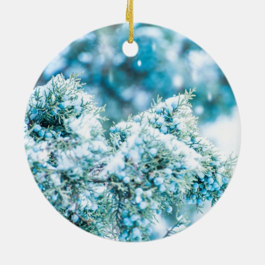 Schneebeeren Winterschmuck Keramik Ornament (Hinten)