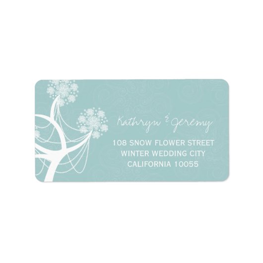 Schneebeete Blume Lights Winter Wedelmarken Adressaufkleber (Vorne)