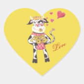 Schneebell die Kuh , in Liebe , gelbe Herzkleber Herz-Aufkleber (Vorderseite)