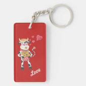 Schneebell die Kuh in Liebe roter Schlüsselanhänge Schlüsselanhänger (Rückseite)