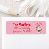 Schneebell die Kuh rosa Rücksendeadressen-Aufklebe (Insitu)