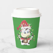 Schneebell die Kuh und Weihnachten leuchtet grüne Pappbecher (Vorderseite)