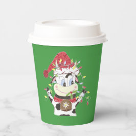 Schneebell die Kuh und Weihnachten leuchtet grüne  Pappbecher