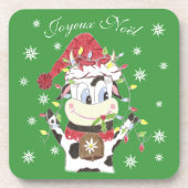 Schneebell die Kuh und Weihnachtslicht Untersetzer (Vorderseite)