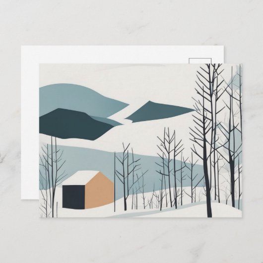 Schneeberg Abstrakt Postkarte Winterurlaub (Vorne/Hinten)