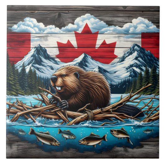 Schneeberg, Biber, kanadischer Stolz Fliese (Vorderseite)