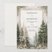 Schneeberg-Kiefernwald-Hochzeit Einladung (Vorne/Hinten)
