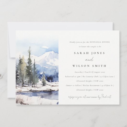 Schneeberg Landschaft Probe Abendessen Einladung (Vorderseite)