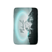 Schneeberg mysteriös blaues Neonlicht-Monogramm Badematte (Vorderseite Vertikal)