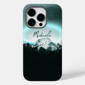 Schneeberg mysteriös blaues Neonlicht-Monogramm Case-Mate iPhone Hülle (Rückseite)