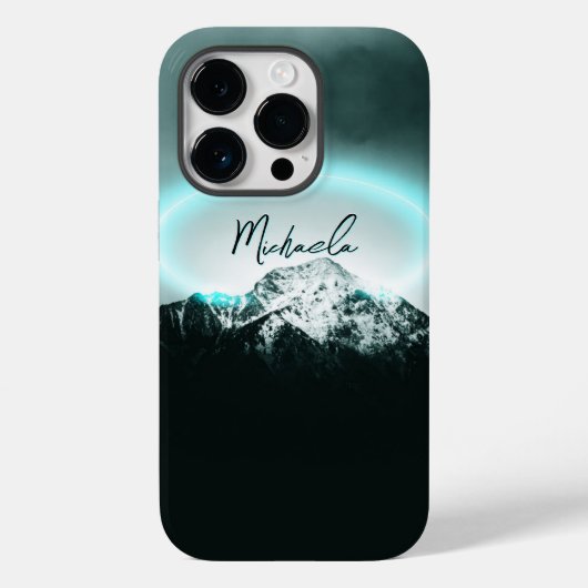 Schneeberg mysteriös blaues Neonlicht-Monogramm Case-Mate iPhone Hülle (Rückseite)