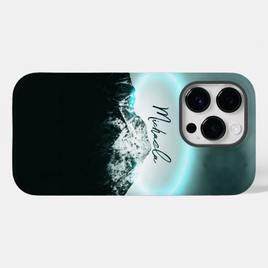 Schneeberg mysteriös blaues Neonlicht-Monogramm Case-Mate iPhone Hülle (Rückseite (Horizontal))