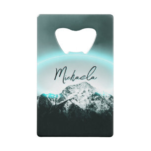 Schneeberg mysteriös blaues Neonlicht-Monogramm Geldbeutel Flaschenöffner