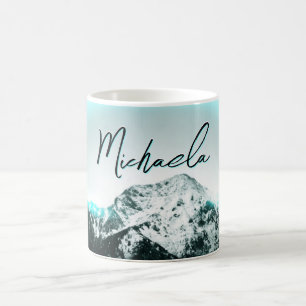 Schneeberg mysteriös blaues Neonlicht-Monogramm Kaffeetasse