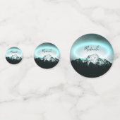 Schneeberg mysteriös blaues Neonlicht-Monogramm Konfetti (Vorderseiten)