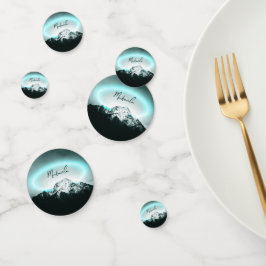 Schneeberg mysteriös blaues Neonlicht-Monogramm Konfetti