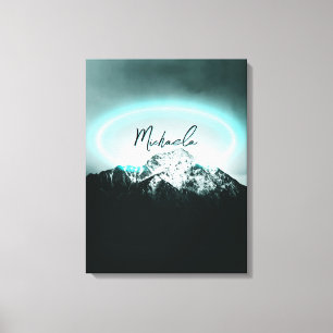Schneeberg mysteriös blaues Neonlicht-Monogramm Leinwanddruck