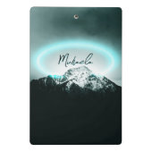 Schneeberg mysteriös blaues Neonlicht-Monogramm Mini Klemmbrett (Rückseite)