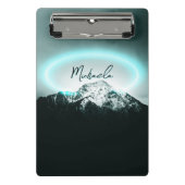 Schneeberg mysteriös blaues Neonlicht-Monogramm Mini Klemmbrett (Vorderseite)