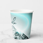 Schneeberg mysteriös blaues Neonlicht-Monogramm Pappbecher (Rückseite)