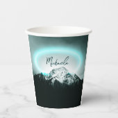 Schneeberg mysteriös blaues Neonlicht-Monogramm Pappbecher (Vorderseite)