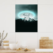 Schneeberg mysteriös blaues Neonlicht-Monogramm Poster (Küche)