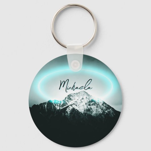 Schneeberg mysteriös blaues Neonlicht-Monogramm Schlüsselanhänger (Vorderseite)