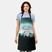 Schneeberg mysteriös blaues Neonlicht-Monogramm Schürze (Getragen)